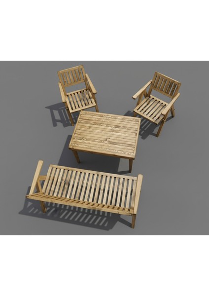 Soylu Kapı Ahşap Oturma Grubu, 3+1 Balkon & Teras Takımı: 1 Masa, 2 Sandalye, 1 Sedir & Sarıçam Eskitme Boyalı indirimleri