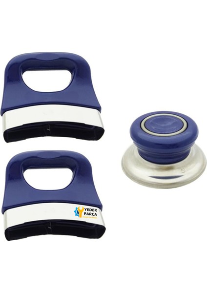 Tencere Tava ve Sahan Uygun Sap Kulp Tutamak Kulbu Seti 3 Lü Lacivert