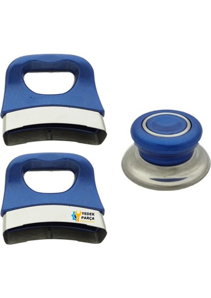 Tencere Tava ve Sahan Uygun Sap Kulp Tutamak Kulbu Seti 3 Lü Mavi