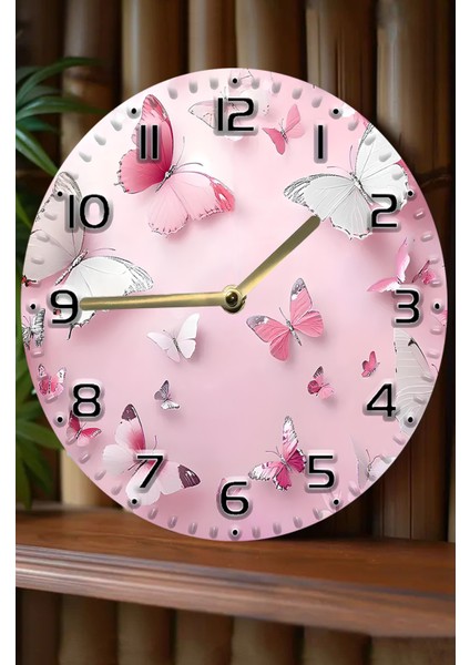 Mdf Duvar Saati Pembe Kelebek Desenli – 33X33 cm SDW393 fiyatları
