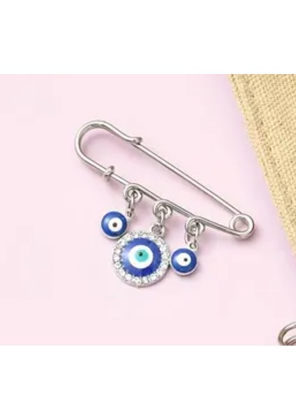 1 Adet Demir Nazar Boncuğu Kilit Pim Mavi Reçine Süs Benzersiz