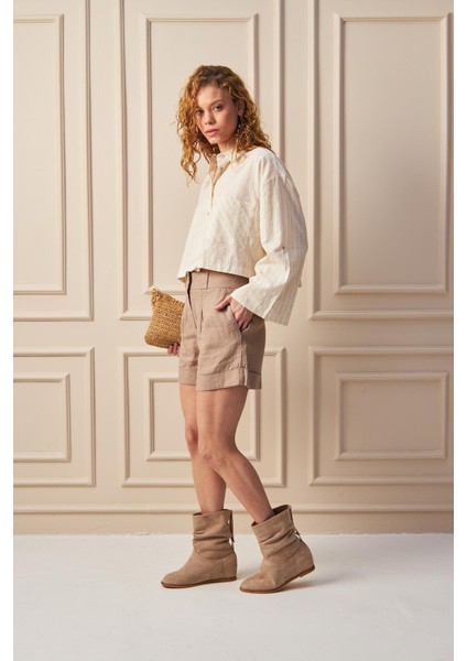 Keten Şort Vizon fiyatları