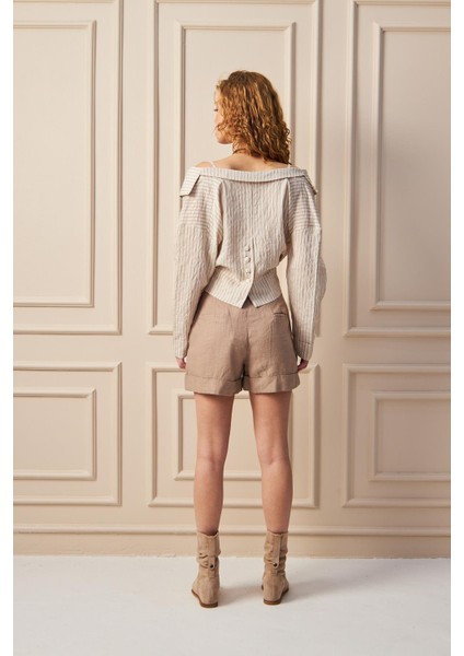 Keten Şort Vizon modelleri