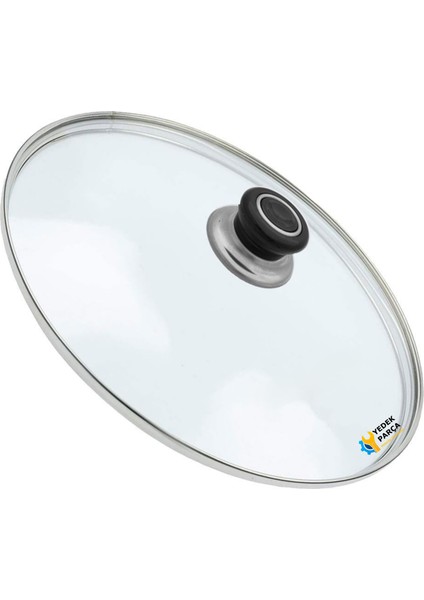 Tencere Sahan Tava Cam Kapağı Kapak 14 cm Siyah Tutma Tepesi