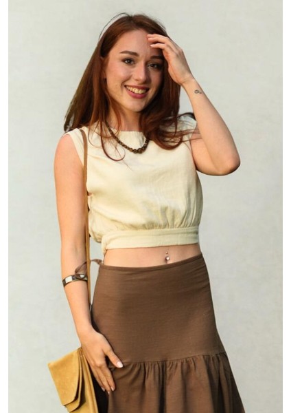 Terra Kısa Fırfırlı Keten Etek fiyatları