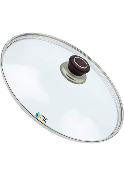 Tencere Sahan Tava Cam Kapağı Kapak 34 cm Vişne Çürüğü Tutma Tepesi