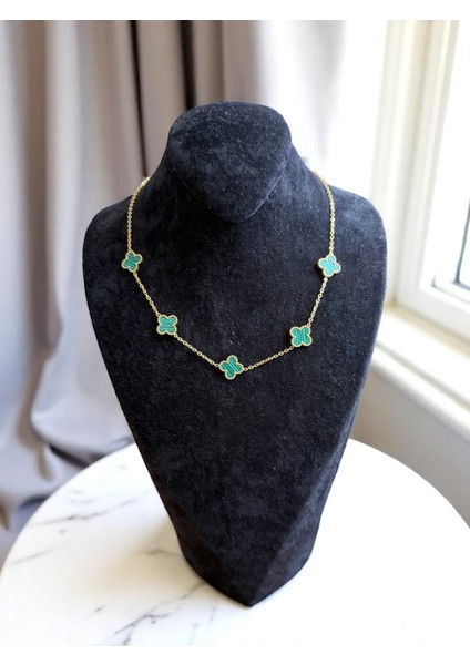 Yeşil Beş Yapraklı Yonca Paslanmaz Çelik Takı Seti CNS101 fiyatları