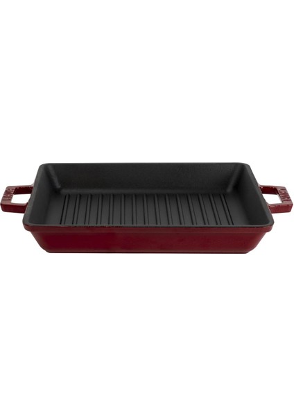 Döküm Kare Izgara Tavası Döküm Demir Yekpare Çift Kulplu Ölçü 26X26CM.-BORDO