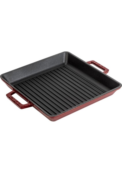 Döküm Kare Izgara Tavası Döküm Demir Yekpare Çift Kulplu Ölçü 26X26CM.-BORDO fiyatları