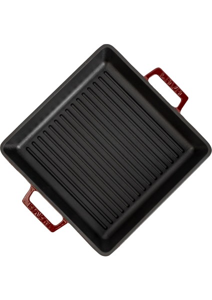 Döküm Kare Izgara Tavası Döküm Demir Yekpare Çift Kulplu Ölçü 26X26CM.-BORDO modelleri