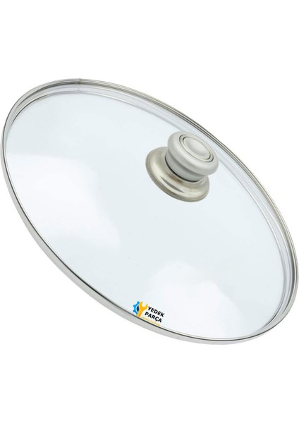 Tencere Sahan Tava Cam Kapağı Kapak 20 cm Gri Tutma Tepesi