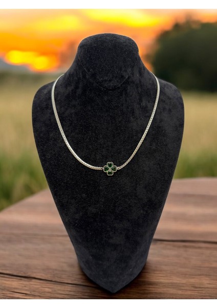 Yeşil Yoncalı Paslanmaz Çelik Takı Kombini CNS0057 fiyatları