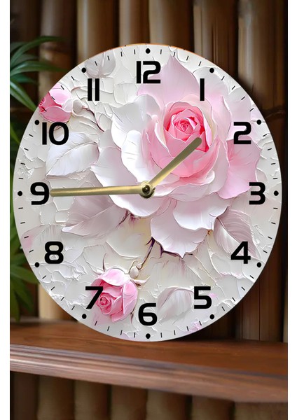 Mdf Duvar Saati Pembe Gül Desenli – 33X33 cm SDW385 fiyatları