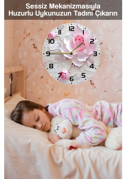 Mdf Duvar Saati Pembe Gül Desenli – 33X33 cm SDW385 fırsatları