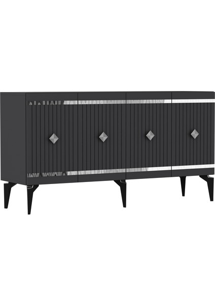 Lennora Tv Sehpası (Alt Modül) ve Konsol 2'li Salon Takımı Antrasit-Gümüş modelleri