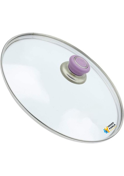 Tencere Sahan Tava Cam Kapağı Kapak 14 cm Lila Tutma Tepesi