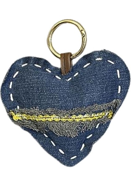 5077 El Yapımı Kalp Model Püskül Şerit Anahtarlık