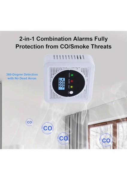 2 Si 1 Arada Duman ve Karbon Monoksit (Co) Alarmı. LCD Ekranlı Çift Sensörlü Co ve Duman Alarmı Karbon Monoksit Dedektörü indirimleri