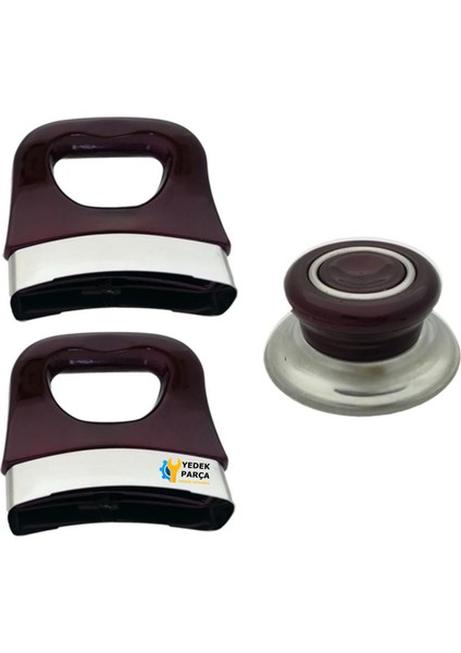 Tencere Tava ve Sahan Uygun Sap Kulp Tutamak Kulbu Seti 3 Lü Vişne Çürüğü