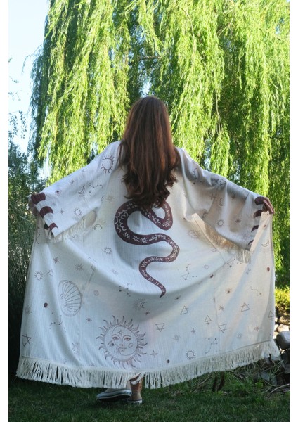 Şahmaran Desenli Kimono - Viskon Hafifliği ve Konforu