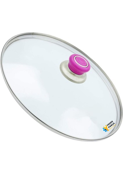 Tencere Sahan Tava Cam Kapağı Kapak 14 cm Fuşya Tutma Tepesi