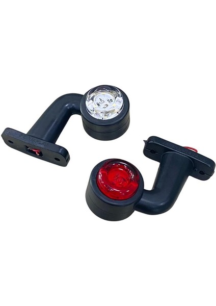 12V-24V Mini Boynuz Takoz Lambası Kısa Eğri (12 Ledli) Kırmızı-Beyaz