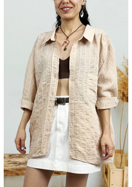 Sand Wave Oversize Gömlek Taş