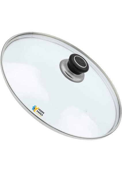Tencere Sahan Tava Cam Kapağı Kapak 32 cm Siyah Tutma Tepesi