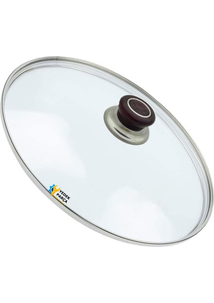 Tencere Sahan Tava Cam Kapağı Kapak 40 cm Vişne Çürüğü Tutma Tepesi