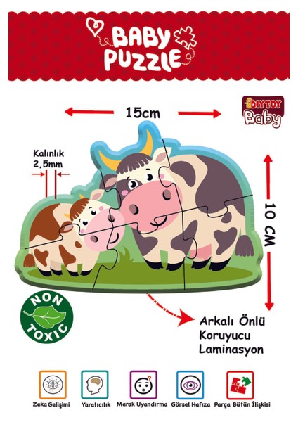 Baby Puzzle İlk Çiftlik Hayvanlar Eğitici Kutu Oyunu – Dayanıklı Mukavva Parçalarla Zeka ve Motor Becerilerini Geliştirir, Ailece Eğlenceli