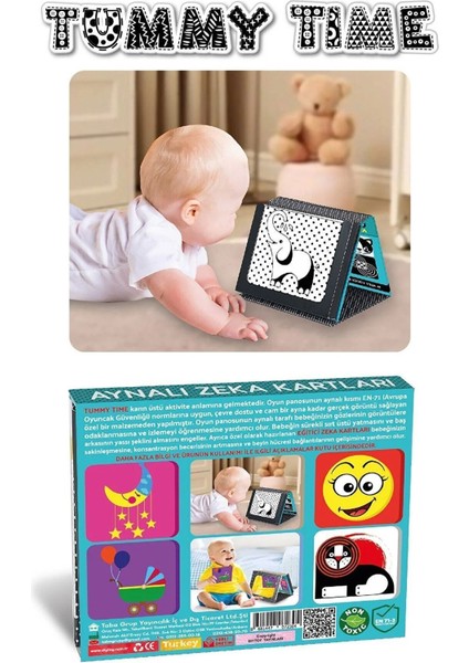Tummy Time Aynalı Zeka ve Eğitici Kart Seti – Bebeklerin Görsel ve Duyusal Gelişimini Destekleyen Oyuncak