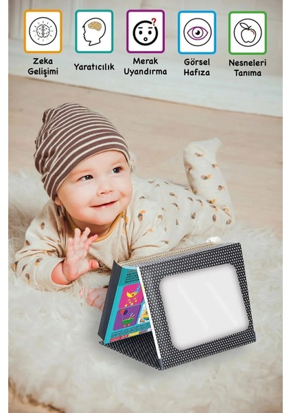 Tummy Time Aynalı Zeka ve Eğitici Kart Seti – Bebeklerin Görsel ve Duyusal Gelişimini Destekleyen Oyuncak