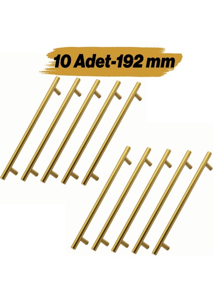 Mobilya Kulp Mutfak Çekmece Dolap Dolabı Kapak Kulpları Kulbu Gold 192 mm 19.2cm Altın Metal 10 Adet