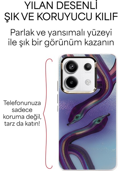 Xiaomi Uyumlu Redmi Note 13 Pro 5G Snake Kapak Yansımalı Yılan Desenli Telefon kılıfı modelleri