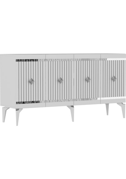 Lennora Tv Sehpası (Alt Modül) ve Konsol 2'li Salon Takımı Beyaz-Gümüş fırsatları