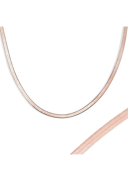 Italyan Yassı Zincir Gümüş Rose