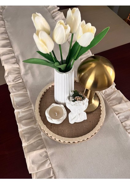 Nurgita Home Fırfırlı Keten Runner (40 x 150) Daha Uzun Ölçüsüyle