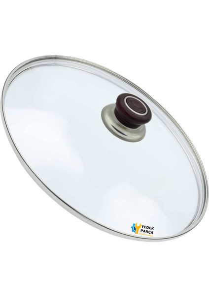 Tencere Sahan Tava Cam Kapağı Kapak 30 cm Vişne Çürüğü Tutma Tepesi