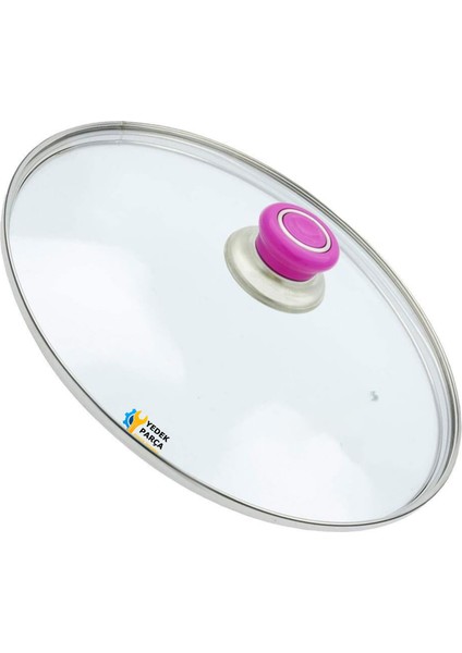 Tencere Sahan Tava Cam Kapağı Kapak 36 cm Fuşya Tutma Tepesi