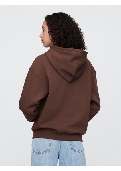Kadın Kahverengi Gap Logo Fleece Fermuarlı Sweatshirt indirimleri