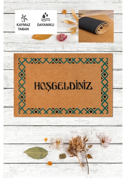 Hoşgeldiniz, Welcome Paspas, Desenli Kapı Önü Paspası, Dekoratif Paspas, Dış Kapı Paspas, Uzun Ömürlü Dayanıklı Paspas, Çeyiz Eşyası, Ev Dekorasyonu, Mavi Desenli