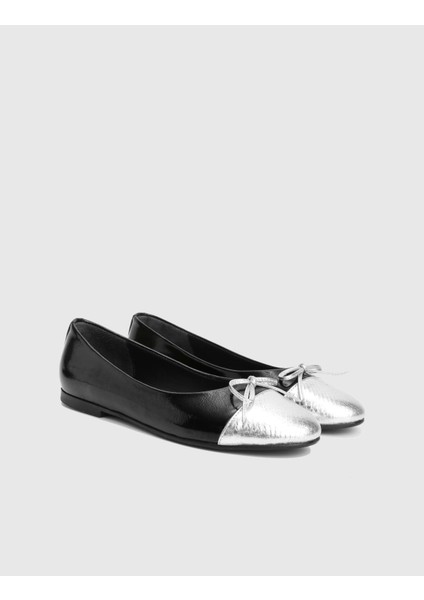 Eloisa Hakiki Rugan Deri Siyah Kadın Babet