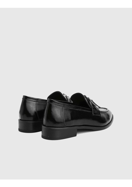Lorayn Hakiki Rugan Deri Siyah Kadın Loafer