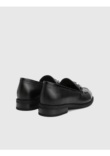 Elinor Hakiki Rugan Deri Siyah Kadın Loafer