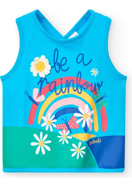 Rainbow Baskılı Kız Çocuk Tişört