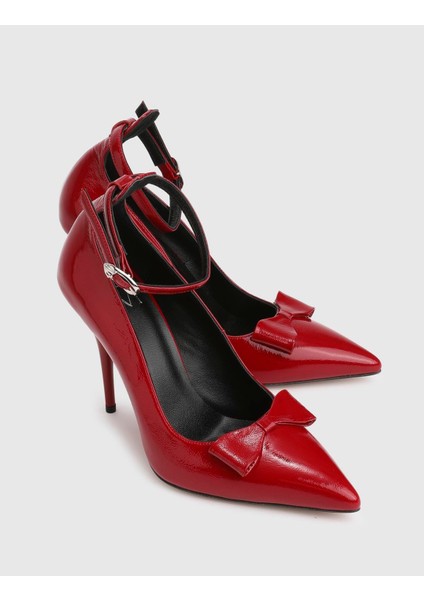 Noble Hakiki Rugan Deri Kırmızı Kadın Topuklu Ayakkabı fırsatları