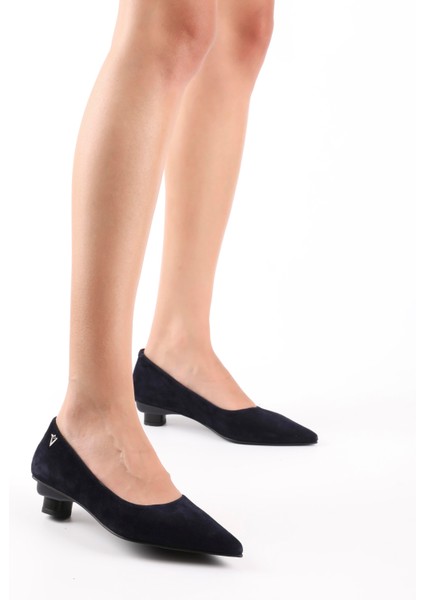 Renita Hakiki Süet Deri Lacivert Kadın Topuklu Ayakkabı fiyatları