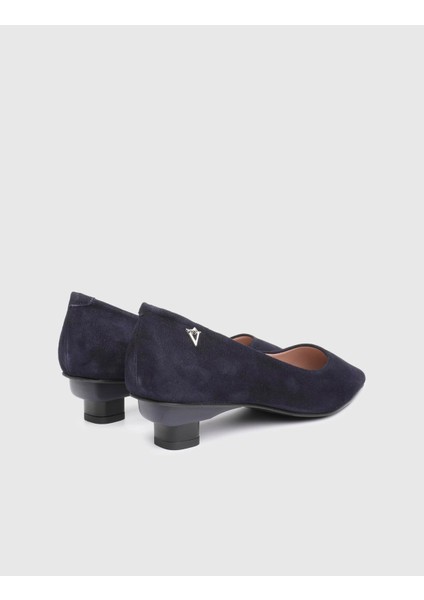 Renita Hakiki Süet Deri Lacivert Kadın Topuklu Ayakkabı indirimleri