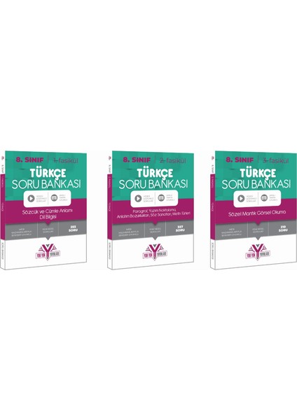 8. Sınıf Lgs Türkçe Soru Bankası Tam Set - Toplam 822 Soru 3 Kitap