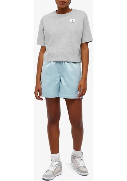 Jordan Essential Boxy Loose Fit T-Shirt Black Kadın Bol Kesim Crop Tişört Gri fırsatları